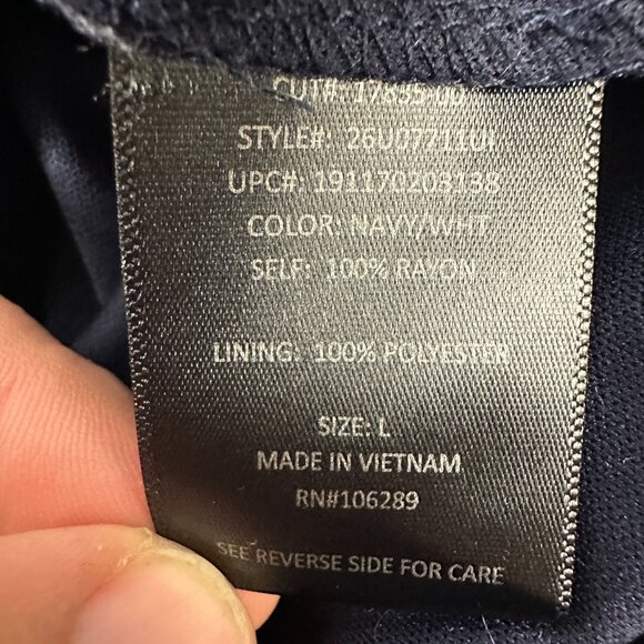 Three Pink Hearts Womens Navy & White Striped Romper Size L 100% Rayon - Picture 5 of 6